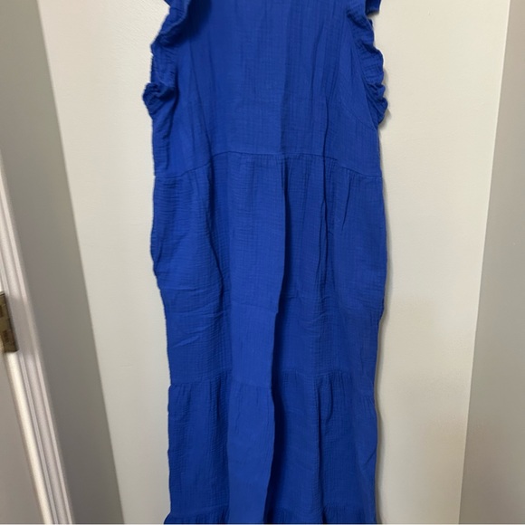Universal Thread Tiered Cottage Core Sleeveless Gauze  Maxi Dress Blue Cotton L - Picture 3 of 10